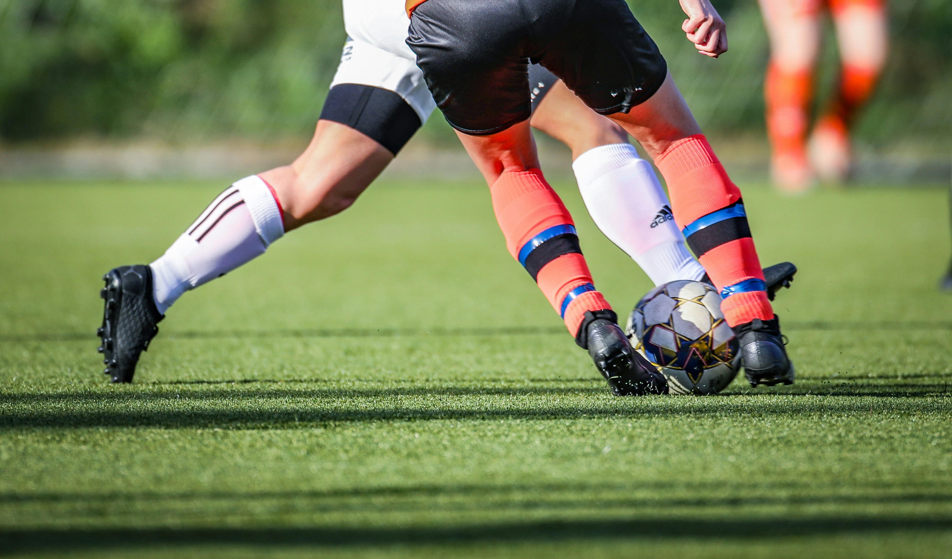 Players competing at a football trial